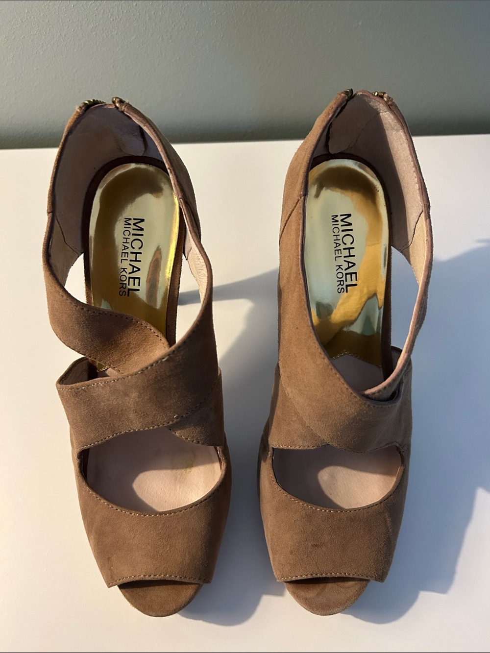 Michael Kors Elena Cross Strap Heels - Size 9 Dune